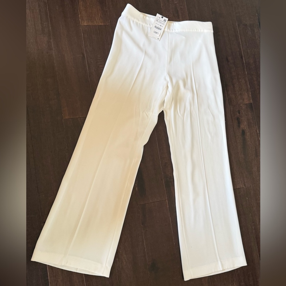 Zara White Wide-Leg Women's Pants